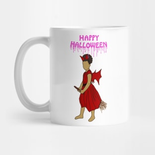 Happy halloween witch on broom pink Mug